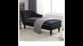 Chaise Lounge 58quot Velvet Chaise Button Tufted Arm Facing Chair with Nailhead Solid Wood Legs for [upl. by Selbbep527]