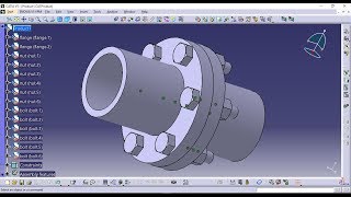 Assembly Design of Flange Coupling usingCatia V5 Tutorial [upl. by Mij]