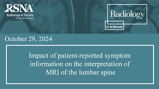 Impact of patientreported symptom information on the interpretation of MRI of the lumbar spine [upl. by Zebadiah]