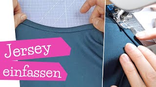 Tutorial Shirt Ausschnitt einfassen Jersey  Streifenversäuberung nähen  SHIRT HACKS  mommymade [upl. by Lundin]