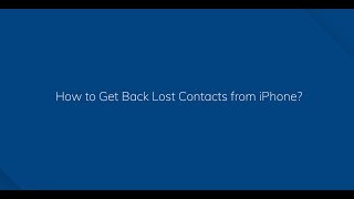 How to Get Back Lost Contacts from iPhone [upl. by Dleifniw300]