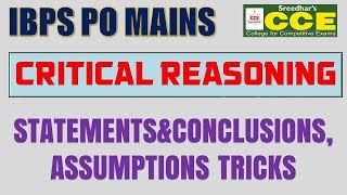 IBPS PO Mains MT 026  Critical Reasoning  Statements amp Conclusions Assumptions Tricks [upl. by Simonetta]