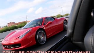 Ferrari 458 challenges Turbo Supra on the highway [upl. by Janina452]