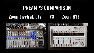 Zoom Livetrak L12 vs Zoom R16 multitrack recorders sound comparison [upl. by Lucius]