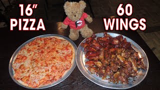 60 Chicken Wings Challenge w Large Pizza [upl. by Ardnuaet72]