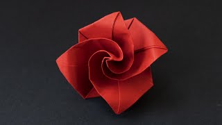 Easy Origami Rose  Simple Paper Flower [upl. by Trimble720]