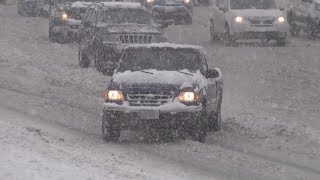 Trucks cars quotdriftquot while others struggle down Interstate 55 during St Louis snowstorm  121619 [upl. by Sidwohl]