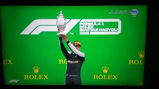 Hungary 2021 GP  Ocons First F1 Win Podium Anthem and Celebration [upl. by Dammahom598]