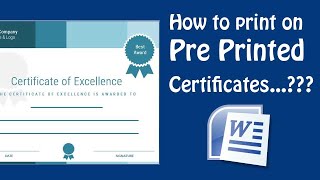 How to print on pre printed certificate using Microsoft Word  MS Word Tutorials [upl. by Snebur87]