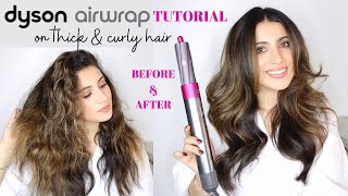 HOW TO DYSON AIRWRAP ON NATURALLY THICK amp CURLY HAIR  TIPS amp TRICKS FOR A BLOWOUT AT HOME [upl. by Ecnerret]