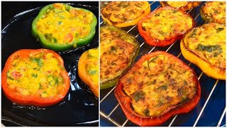 QUICK amp EASY VEGAN BELL PEPPER RECIPE  STUFFED CAPSICUM RINGS  Vegan Recipe [upl. by Nived348]