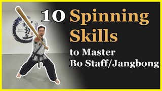 Easy 10 Bo staff long staff spinning skills Jangbong Tutorial 1 Hapkido training [upl. by Emor78]