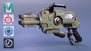 Autodesk Maya  Substance Painter  SciFi Alien Gun Modeling and Texturing [upl. by Ellennahc571]