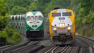 4K  GO and VIA Train Action on the Lakeshore West Oakville Subdivision [upl. by Ehc]