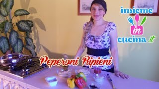 peperoni ripieni ricetta vegetariana  vegetarian recipe stuffed peppers friggitoria Palermitana [upl. by Aitra]