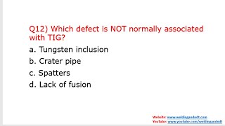 English CSWIP 31 Question amp AnswerChapter 12 TIG Welding [upl. by Casilde574]