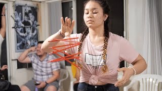 Back Flip  Pencil Catching Challenge Minute to Win It [upl. by Sparhawk]