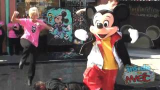 Mickey Mouse shows off dance moves at the DStreet grand opening at Walt Disney World [upl. by Lynelle367]