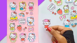 How to Make Your Own Cute StickerDIY Hello Kitty StickersOrigami craft with paperDiy [upl. by Axela883]