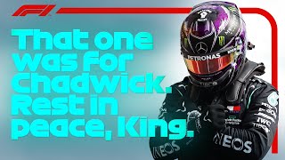 Lewis Hamilton Dedicates Pole To Superhero Chadwick Boseman  2020 Belgian Grand Prix [upl. by Allistir]