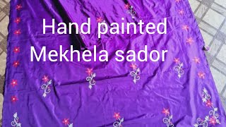 Fabric Painting Mekhela Sador Hand Painted simaentertainment5065 fabricpainting handmade [upl. by Meehsar]