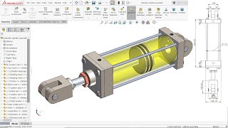 SolidWorks Tutorial Hydraulic Cylinder [upl. by Dimitry]