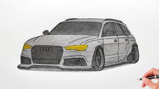 How to draw an AUDI RS6 C7 2013  drawing car  coloring audi rs avant 2014 stance [upl. by Dira]