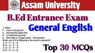 Assam University BEd Entrance  General English [upl. by Drofub]