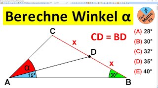 Wie groß ist der Winkel α  Mathe Rätsel Geometrie [upl. by Aneeram]