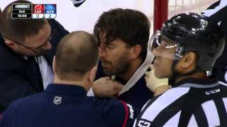 Gotta See It Lundqvist takes puck to neck stays in game [upl. by Meil]