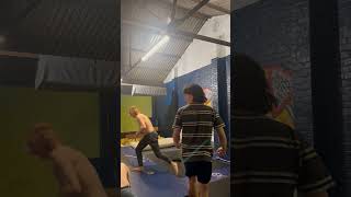 Trampoline backflip gone wrong Josh Molloys leg trapped in shocking incident [upl. by Nortad840]