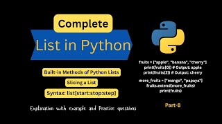 List in Python Complete Guide Index Slice Methods  Python for Beginners  Python Program Hindi [upl. by Jeniffer943]