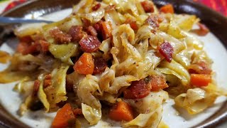 How to make FRIED CABBAGE AND BACON  With Carrots ❤ [upl. by Newberry]