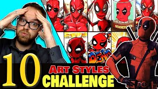 Drawing in 10 DIFFERENT STYLES  Art Styles SWAP CHALLENGE  Deadpool [upl. by Tabbitha]