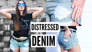 How to Distress Jeans  Ripped Jeans Torn Jeans or Destroyed Jeans  meerakaneria [upl. by Tillion]