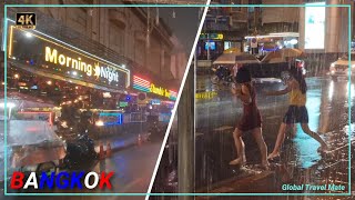 Extreme Heavy Rain Night Thunder Storm Walk Bangkok Nana Plaza 🇹🇭 Thailand 4K [upl. by Atteynek59]