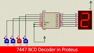 how to simulate 7447 BCD decoder in Proteus tutorial [upl. by Garda]