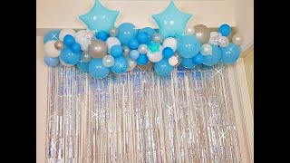 Decoración cortinas metalizadas y globos de estrella 😍decoration metallic curtains and balloons [upl. by Adnilrev230]