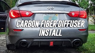 CARBON FIBER Q50 Diffuser Install With Brake Light  Step By Step [upl. by Naibaf250]