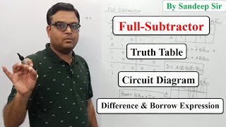 Full Subtractor with Truth Table Block Diagram Logic Expression and Circuit Diagram Explained [upl. by Bollen]