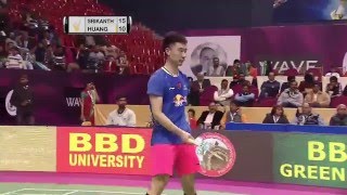 Syed Modi Int’l Badminton Championships 2016  F M5MS  K Srikanth vs Huang Yuxiang [upl. by Acirrej]