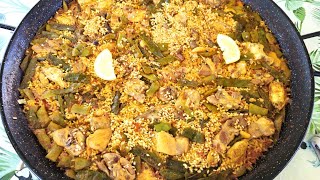 Orez cu Carne la foc de lemne Paella valenciana  Reteta pregatita impreuna cu baiatul meu [upl. by Kassab]