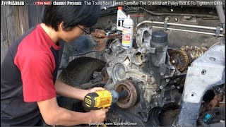 How To Remove Stubborn Crankshaft Pulley Bolt And The Tool Youll Need To Tighten It Back To Specs [upl. by Adnaloj573]