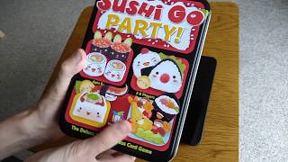 Sushi Go Party board game  setup how to play and review  Amass Games  HD cards card food moshi [upl. by Marc378]