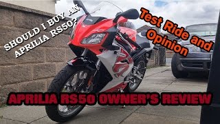 ENGLISH Aprilia RS50 50cc Sportbike Review Test Ride and Owners Opinion [upl. by Coleen]