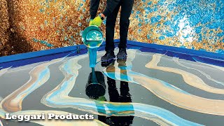 How To Do An Epoxy Dirty Pour On A Floor Using Leggari Metallic Epoxy [upl. by Kirt]