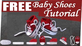 How to crochet nice Baby Converse Shoes easy [upl. by Lleunamme]