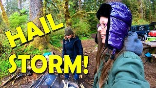 Rainforest Hailstorm Queets River Campground  Olympic National Park 4K [upl. by Aldus]