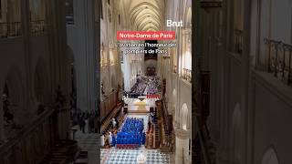 L’ovation en l’honneur des pompiers de Paris lors de la cérémonie de réouverture de NotreDame [upl. by Lundell886]