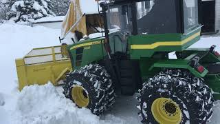 Mini John Deere 9630 Articulating tractor plowing deep snow [upl. by Aleciram]